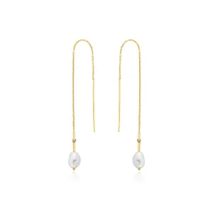 Gold Pearl Threader Earrings