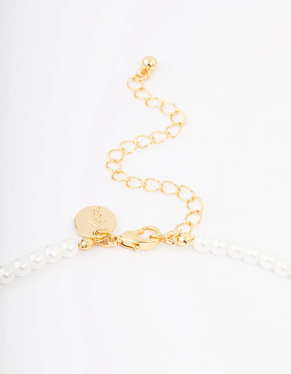 Gold Plated Letter E Initial & Pearl Pendant Necklace