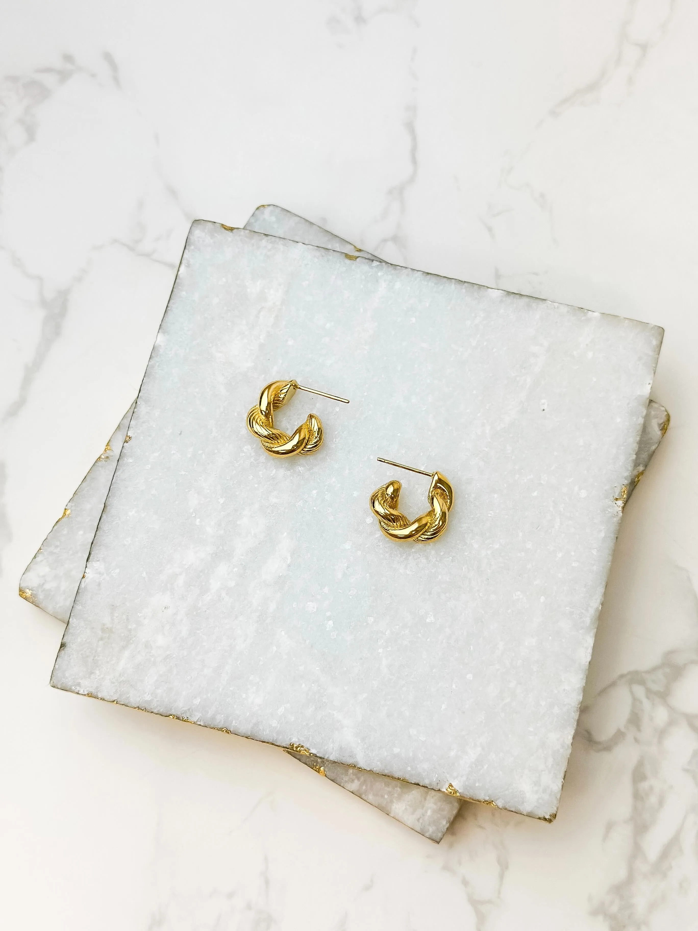 Gold Twist Hoop Earrings