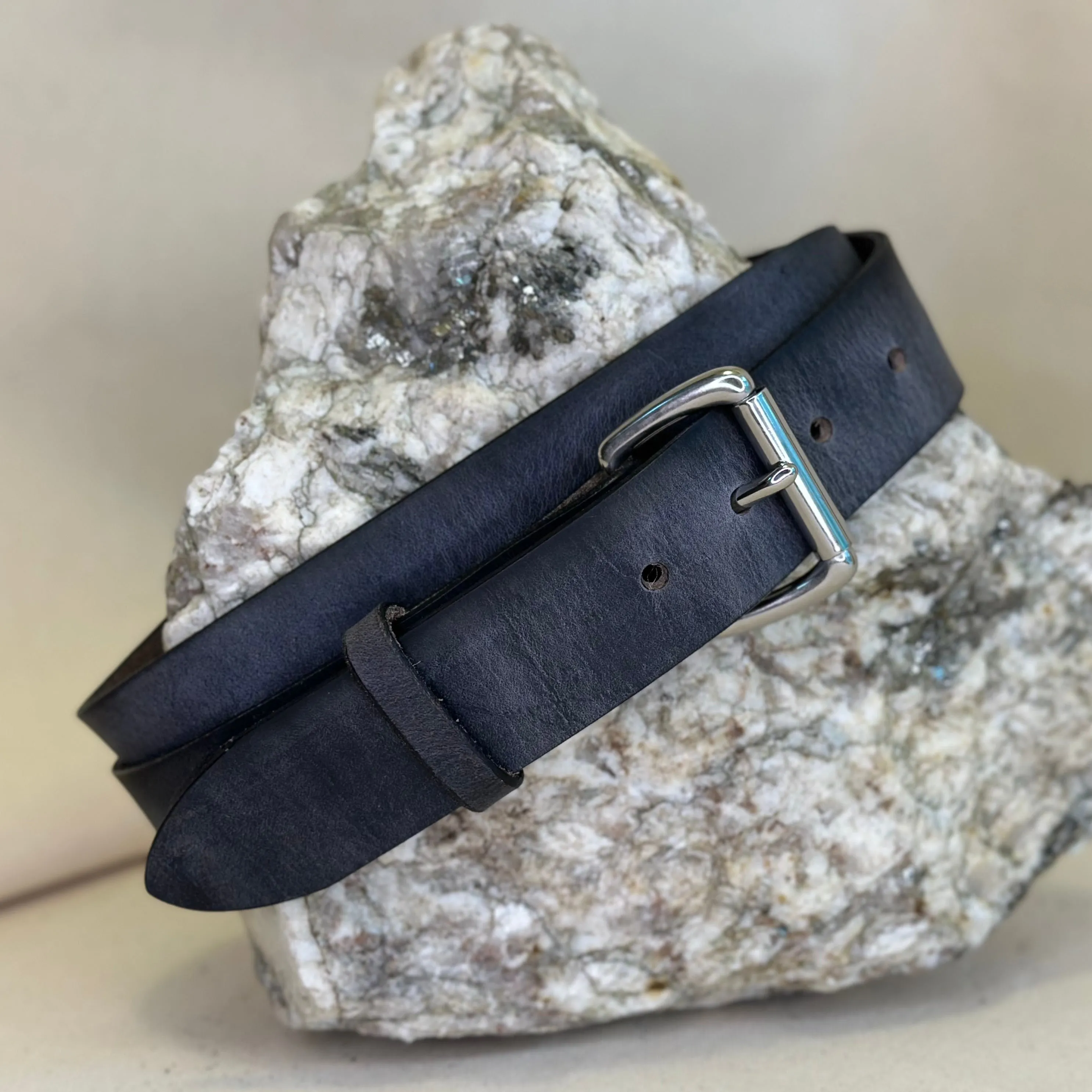 Handmade Gray Pull Up Leather Belt