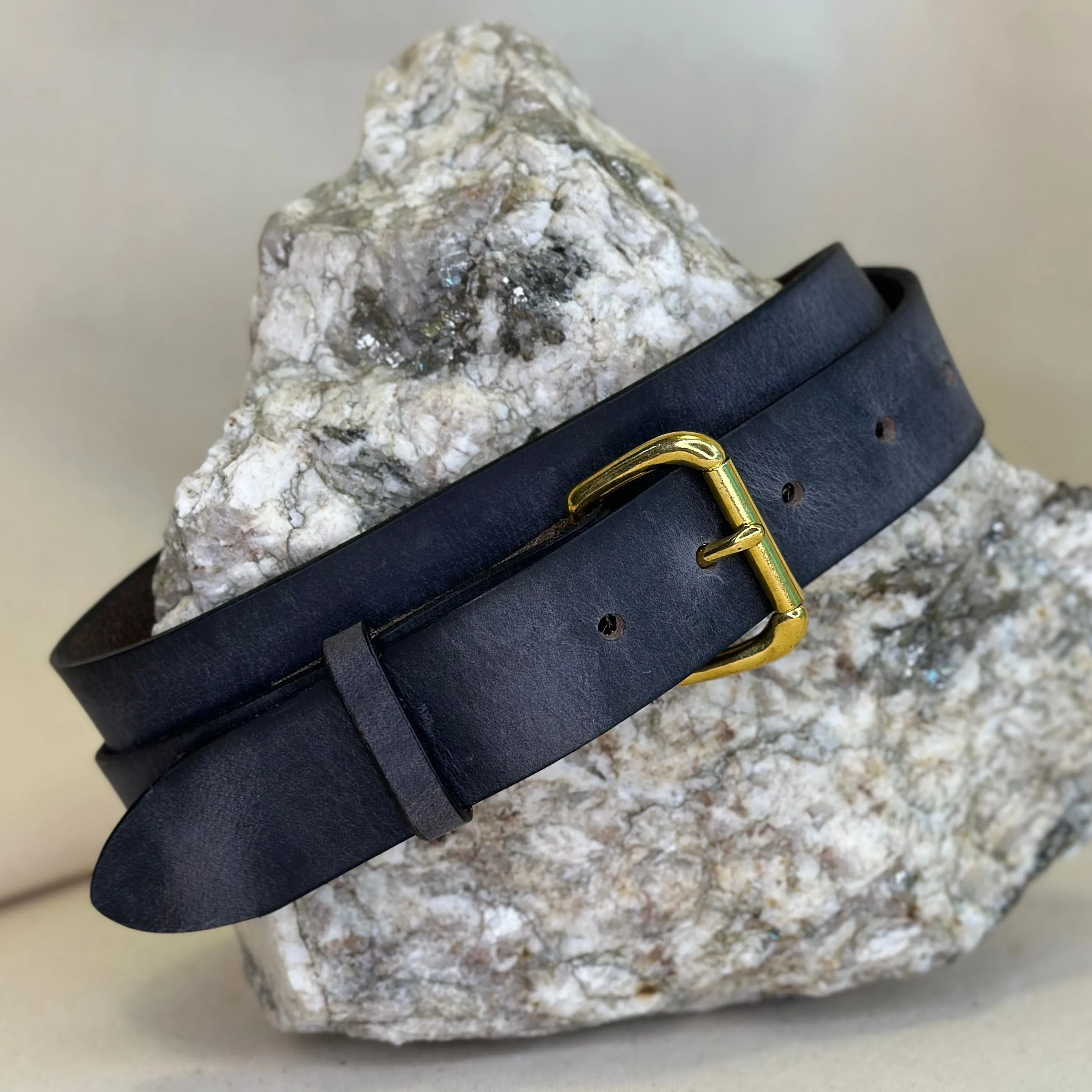 Handmade Gray Pull Up Leather Belt