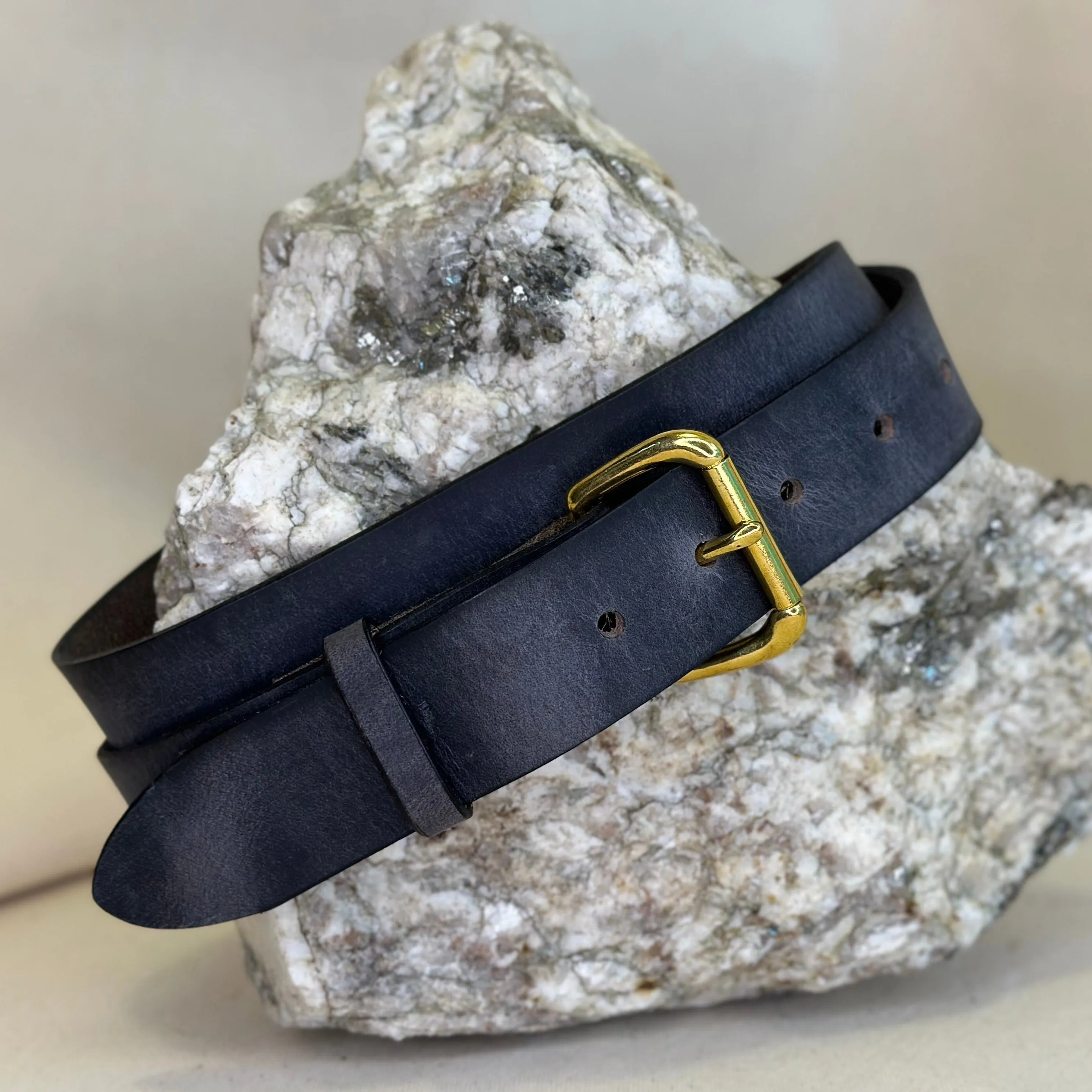 Handmade Gray Pull Up Leather Belt