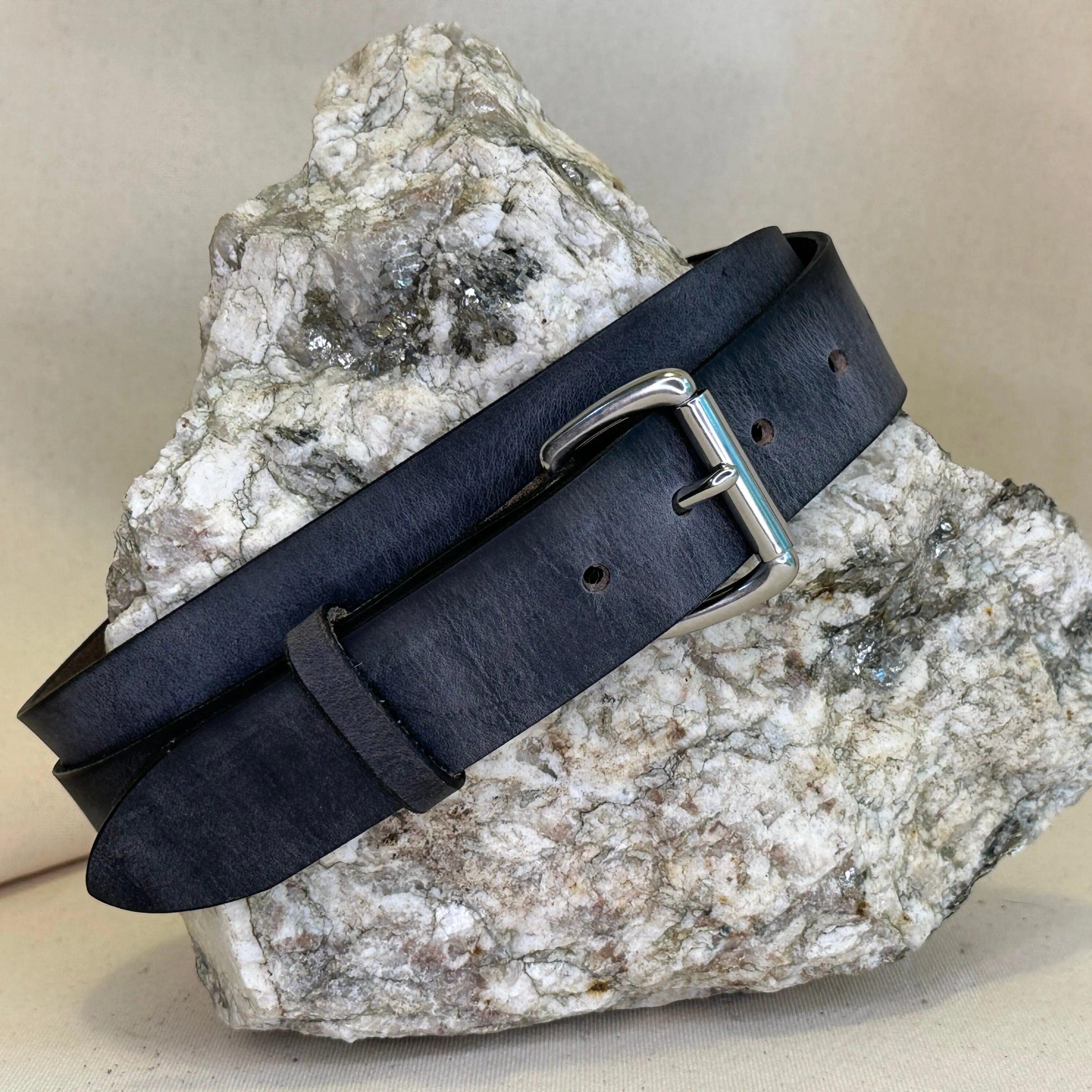 Handmade Gray Pull Up Leather Belt