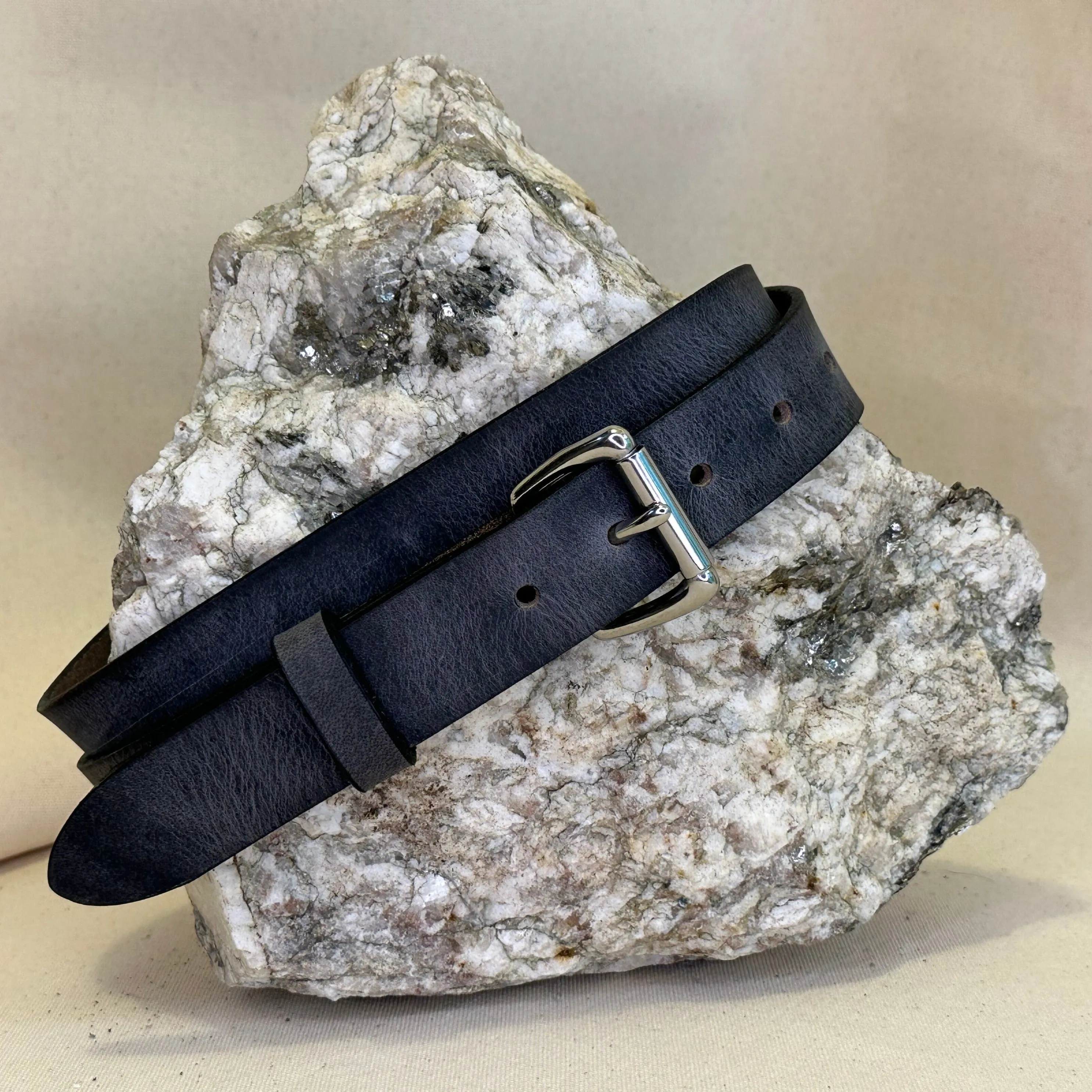 Handmade Gray Pull Up Leather Belt