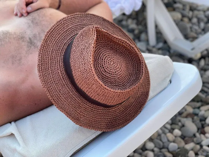 Handmade Raffia Fedora hat Straw