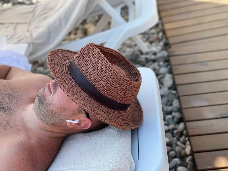 Handmade Raffia Fedora hat Straw