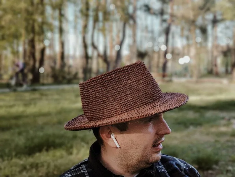 Handmade Raffia Fedora hat Straw