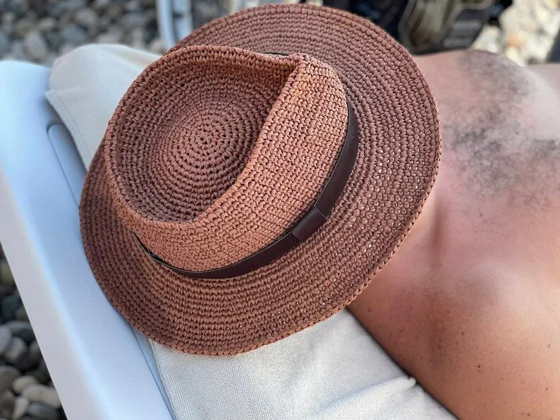 Handmade Raffia Fedora hat Straw