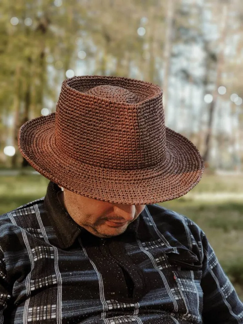 Handmade Raffia Fedora hat Straw