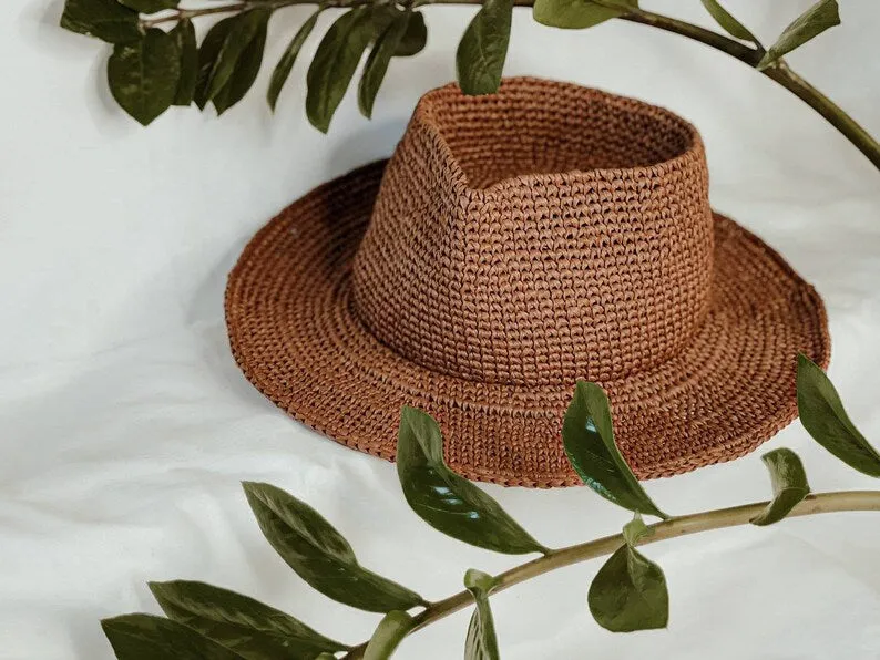 Handmade Raffia Fedora hat Straw