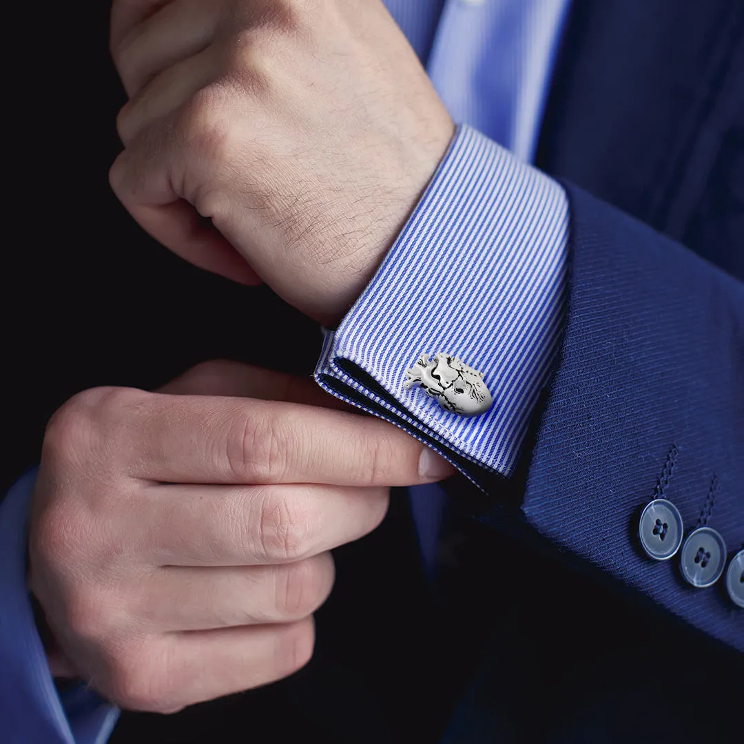 Heart Anatomical Sterling Cufflinks