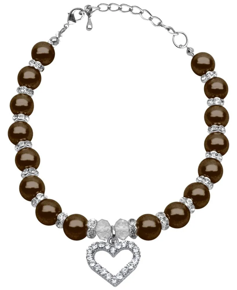 Heart and Pearl Necklace Chocolate Sm (6-8)