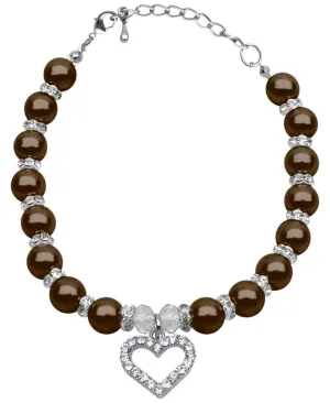 Heart and Pearl Necklace Chocolate Sm (6-8)