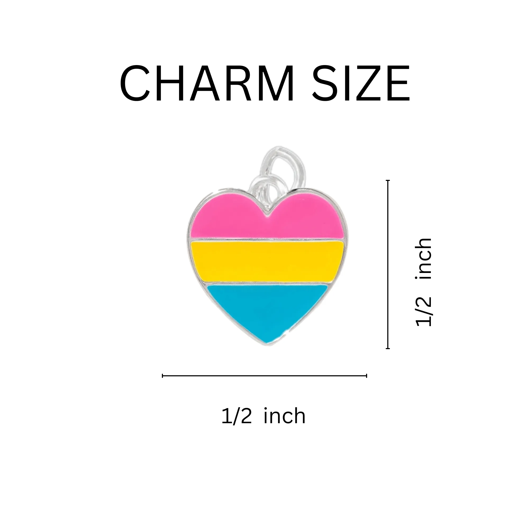 Heart-Shaped Pansexual Flag Charm Partial Beaded Bracelets