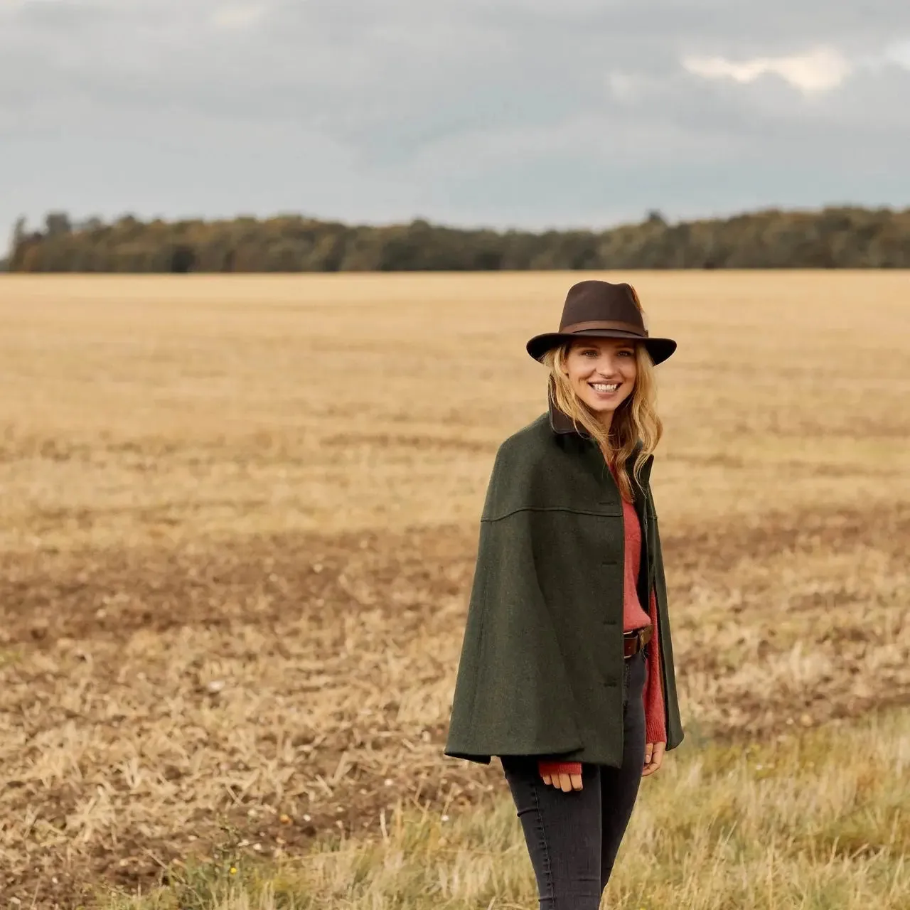 HICKS & BROWN Ladies Suffolk Fedora Hat - Gamebird Feather - Dark Brown