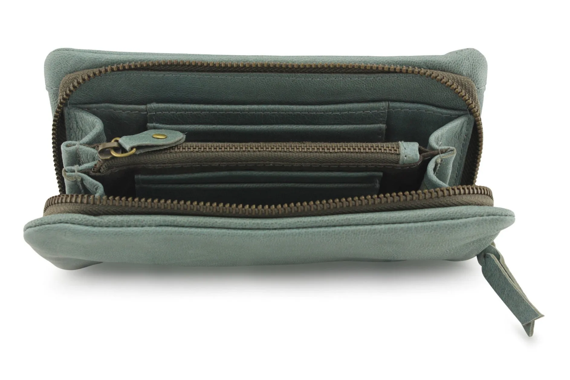 LEATHER PURSE IN AQUA