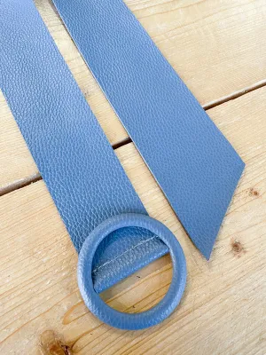 Leather Ring Buckle Belt Blue