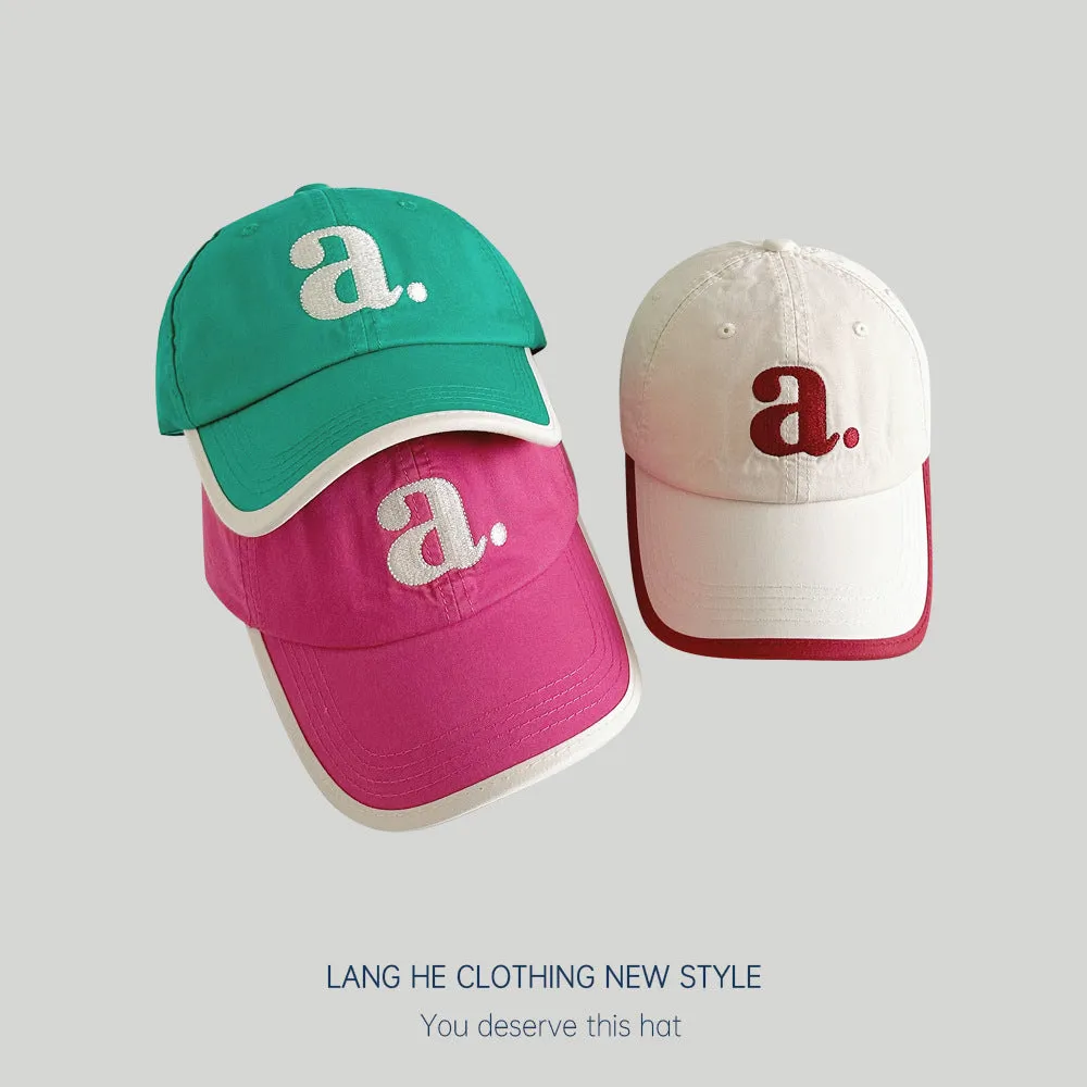 Letter embroidery children's baseball cap 2024 spring new soft top boys and girls peaked cap summer style hat