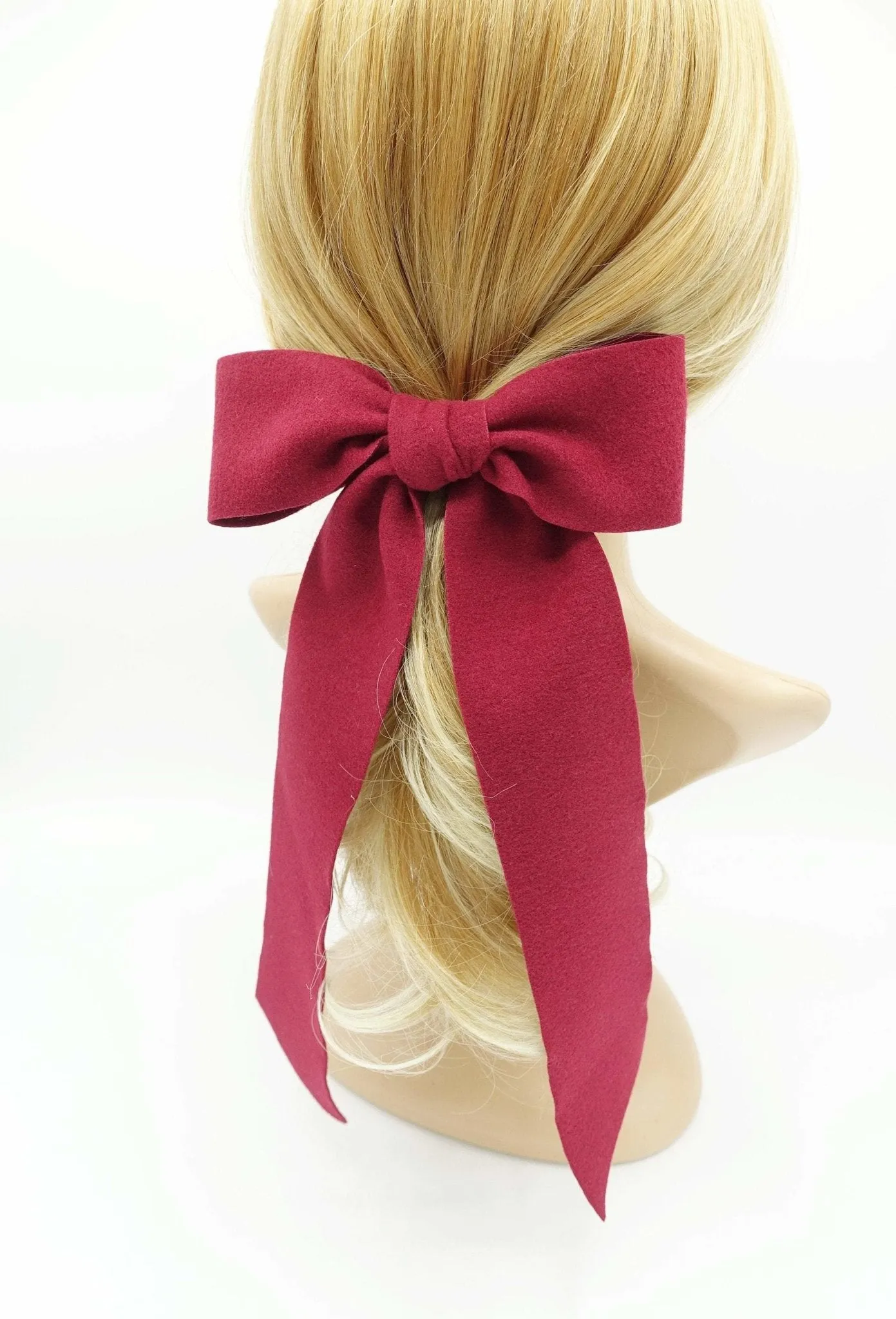 long tail woolen hair bow stylish accessory for women