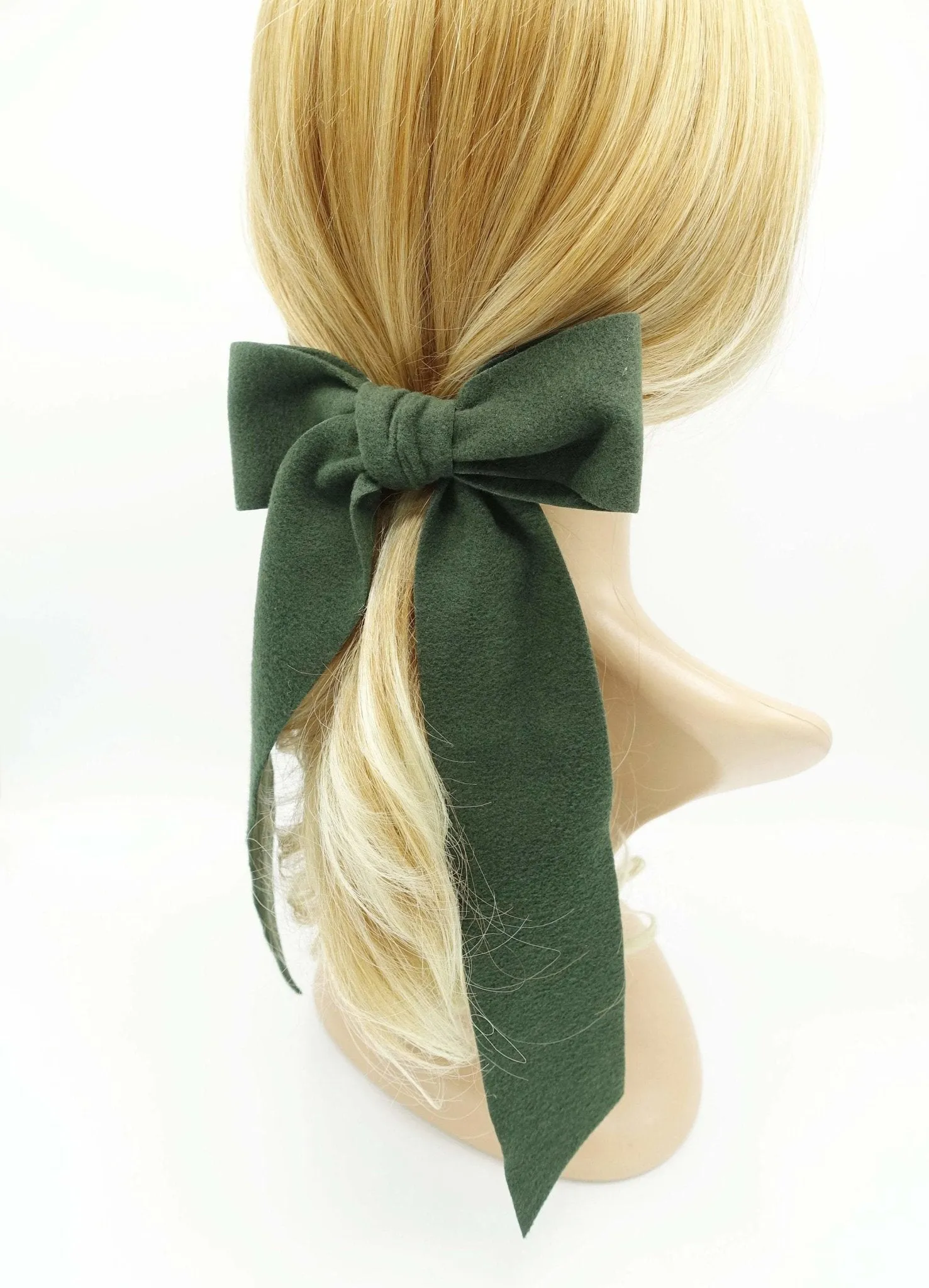 long tail woolen hair bow stylish accessory for women