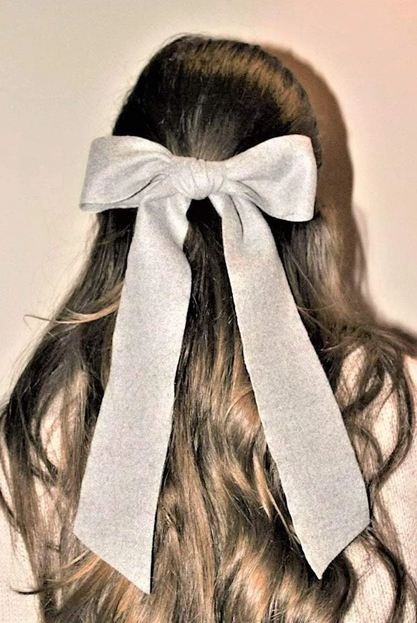 long tail woolen hair bow stylish accessory for women