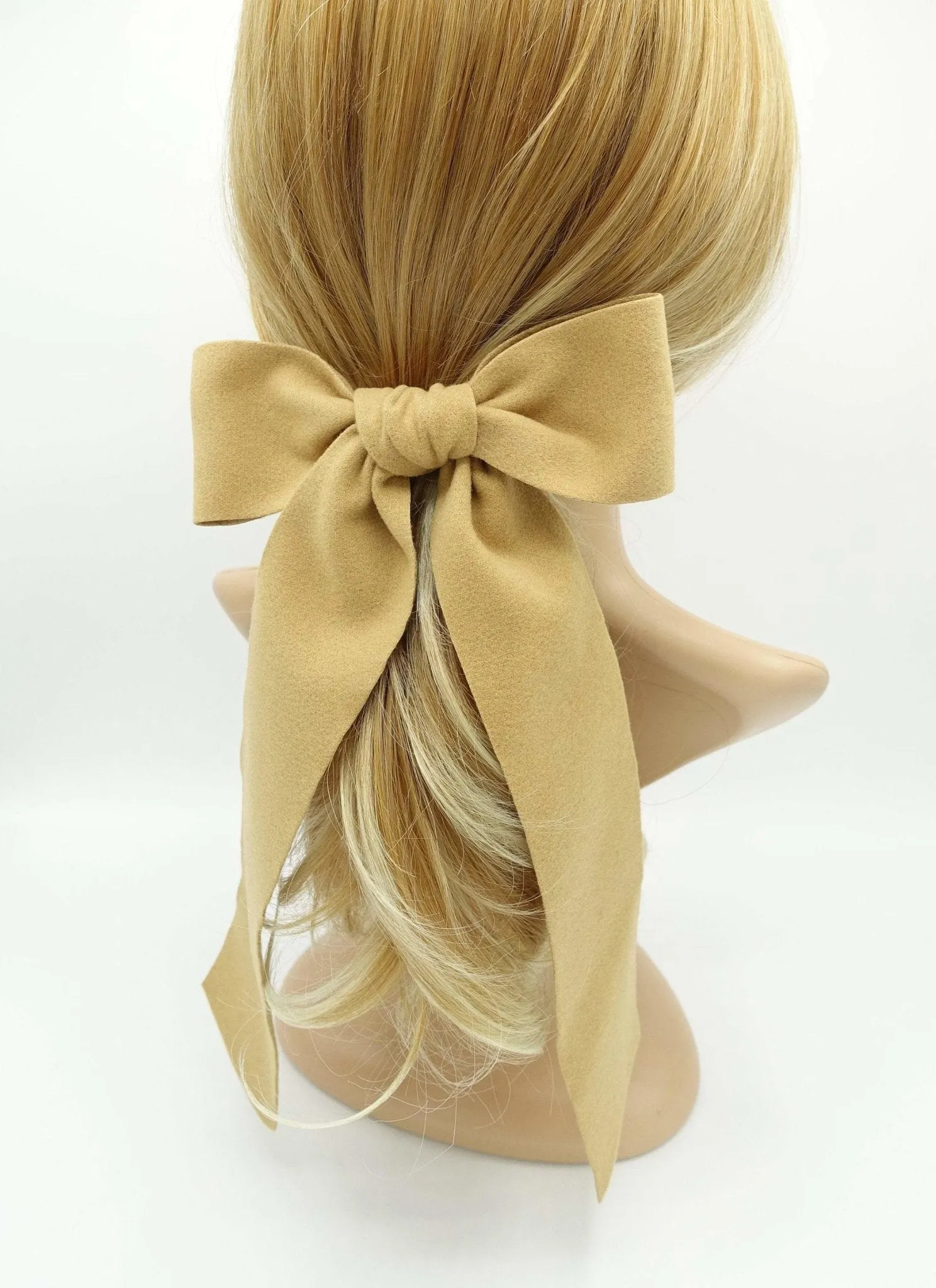 long tail woolen hair bow stylish accessory for women