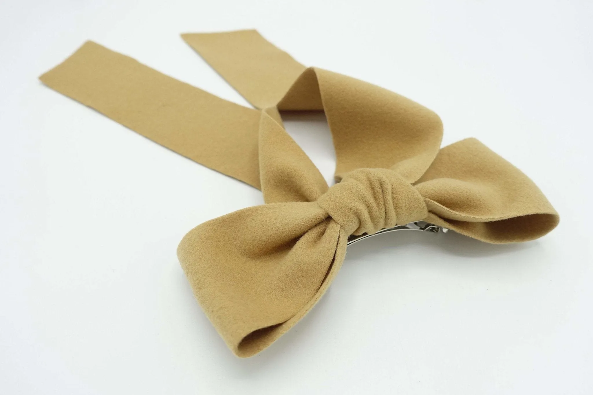 long tail woolen hair bow stylish accessory for women