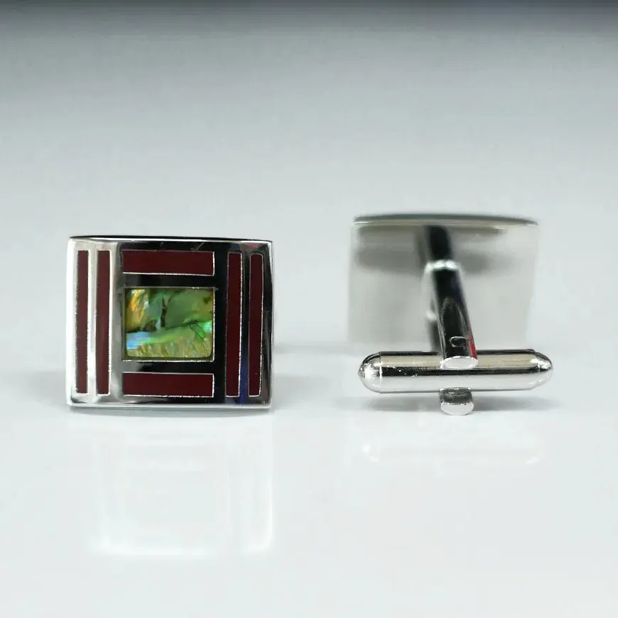 Luxury Men's Burgundy and Multi Color Stone Cufflinks