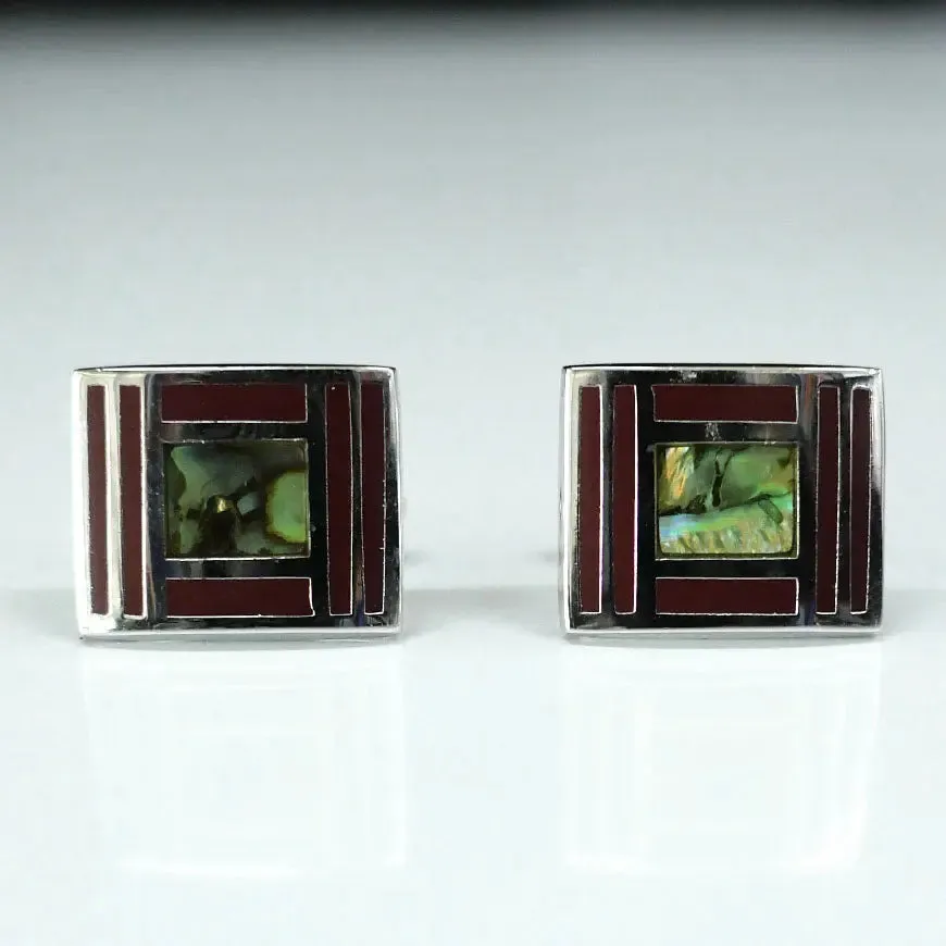 Luxury Men's Burgundy and Multi Color Stone Cufflinks