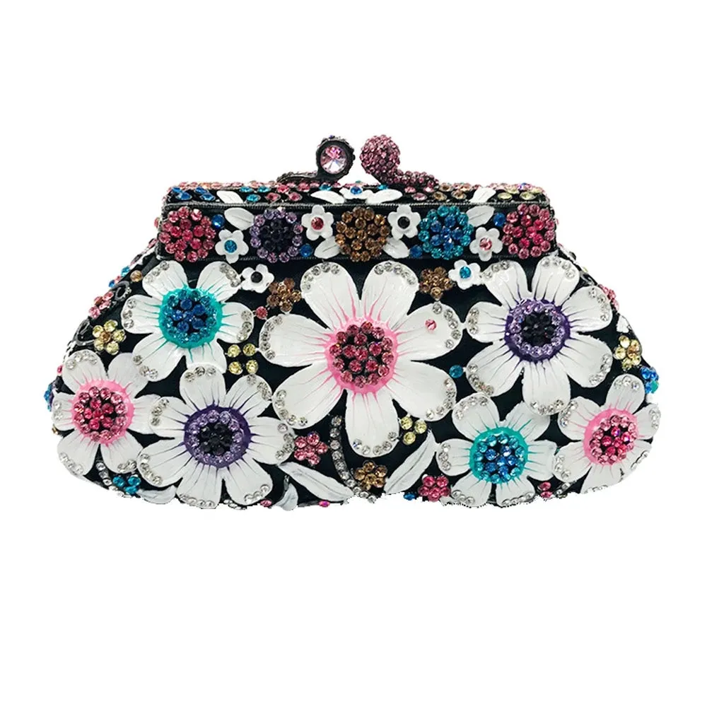 Luxy Moon Enamel Daisy Clutch Bag Gorgeous Evening Purse