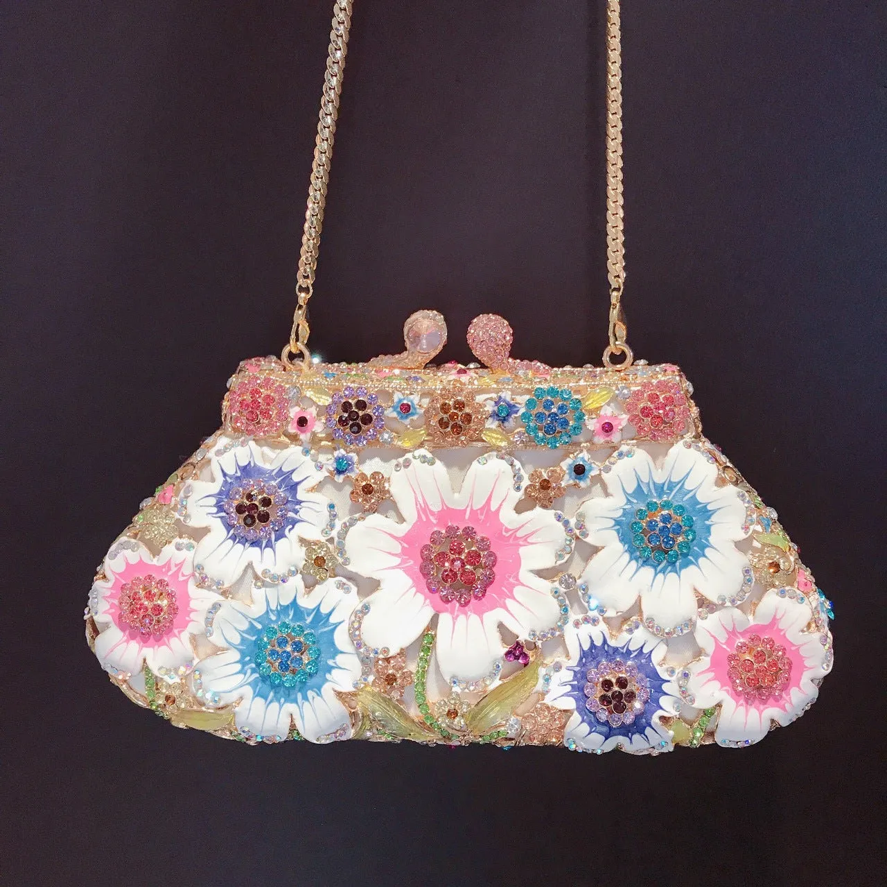 Luxy Moon Enamel Daisy Clutch Bag Gorgeous Evening Purse