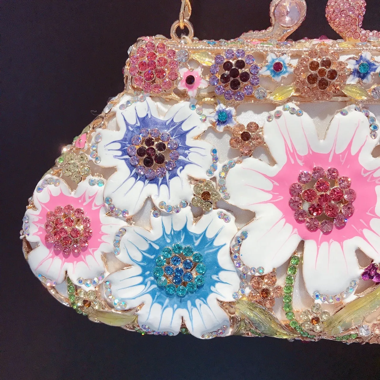 Luxy Moon Enamel Daisy Clutch Bag Gorgeous Evening Purse