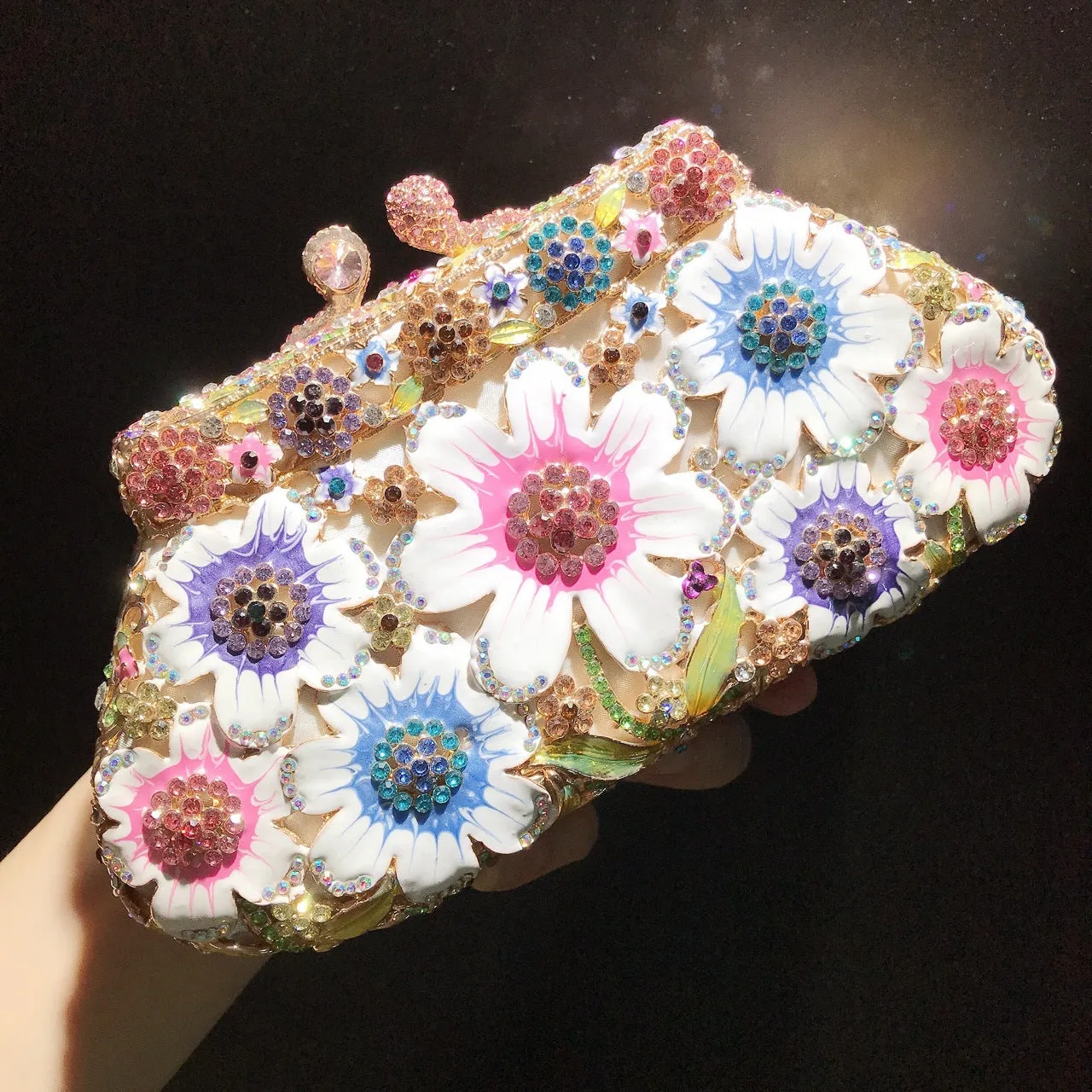 Luxy Moon Enamel Daisy Clutch Bag Gorgeous Evening Purse