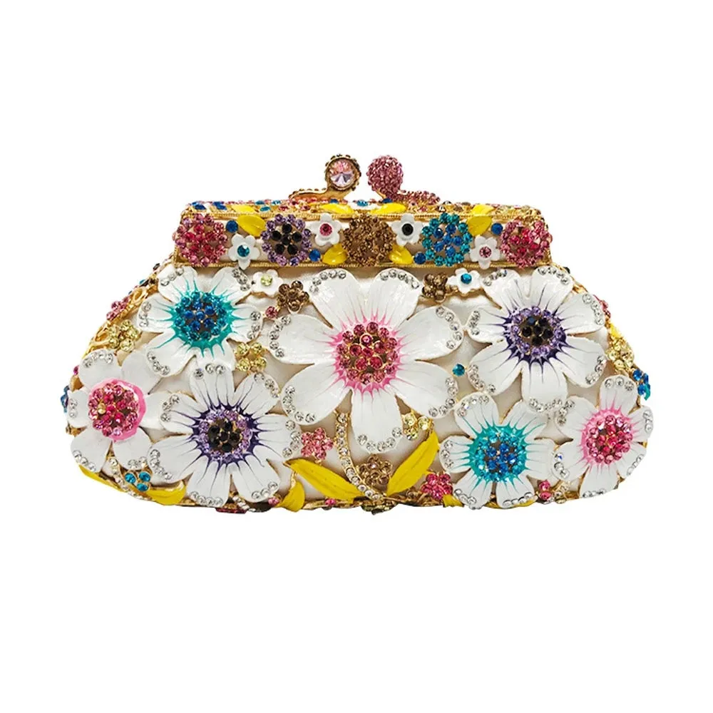 Luxy Moon Enamel Daisy Clutch Bag Gorgeous Evening Purse