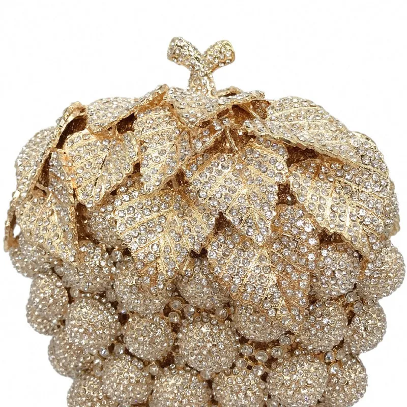 Luxy Moon Grape Rhinestone Clutch Deluxe Evening Bag