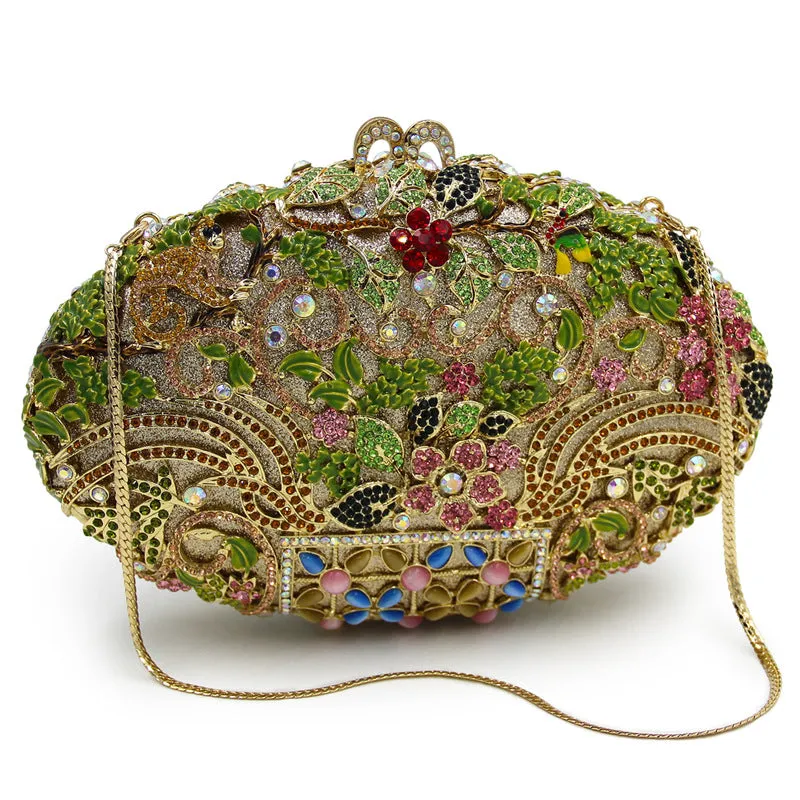 Luxy Moon Rhinestone Evening Clutch Flower Exquisite Bag