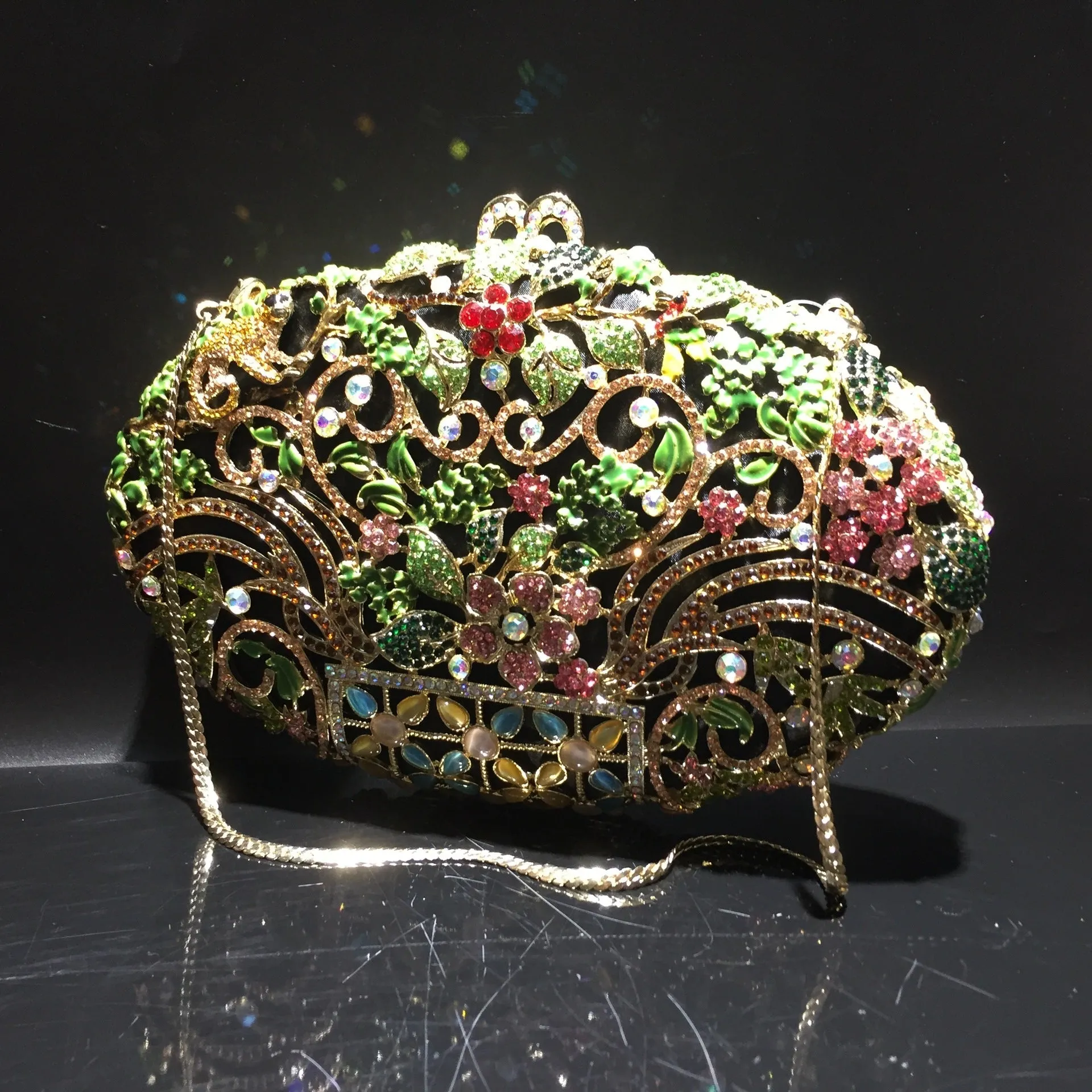 Luxy Moon Rhinestone Evening Clutch Flower Exquisite Bag