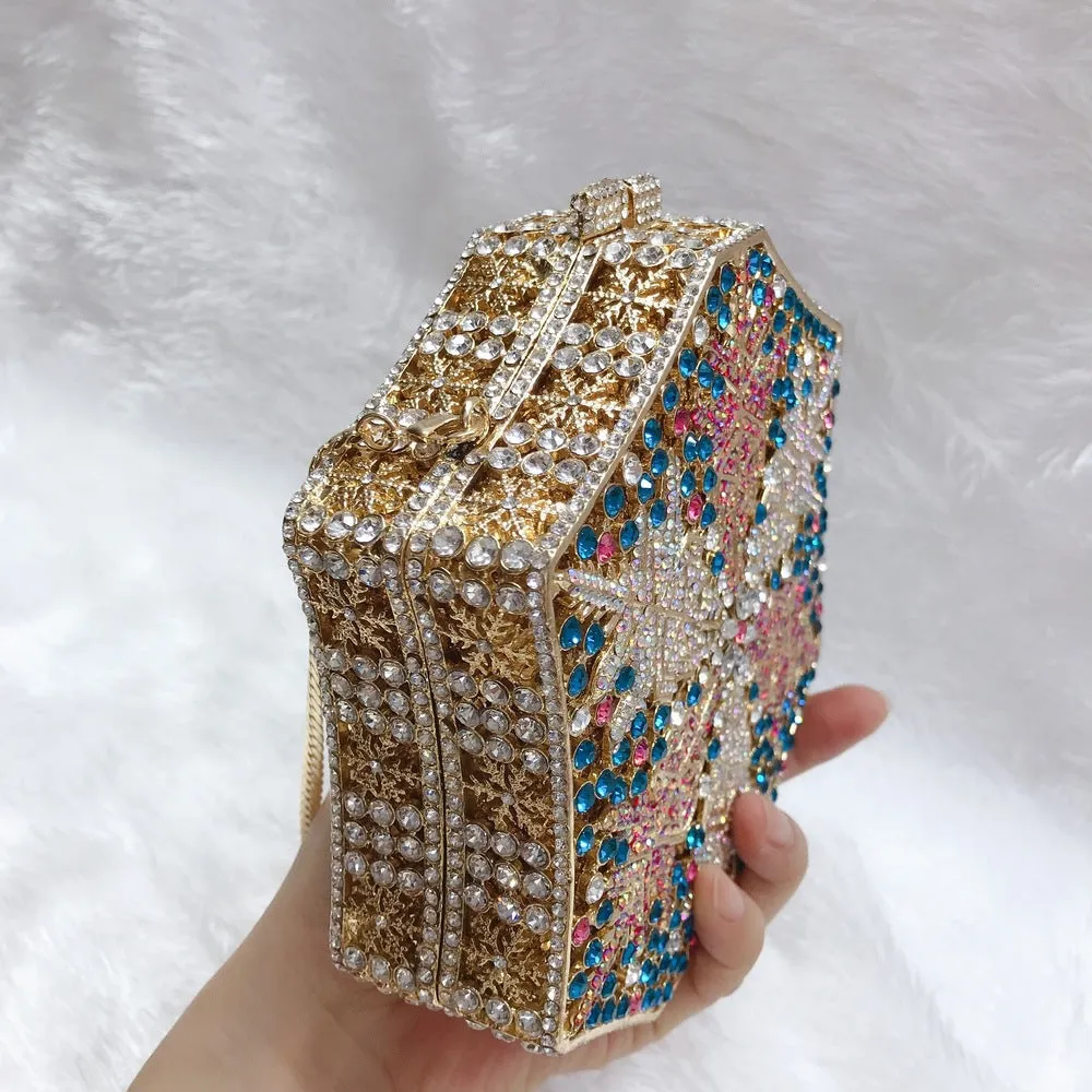 Luxy Moon Snowflake Rhinestone Clutch Handmade Unique Purse