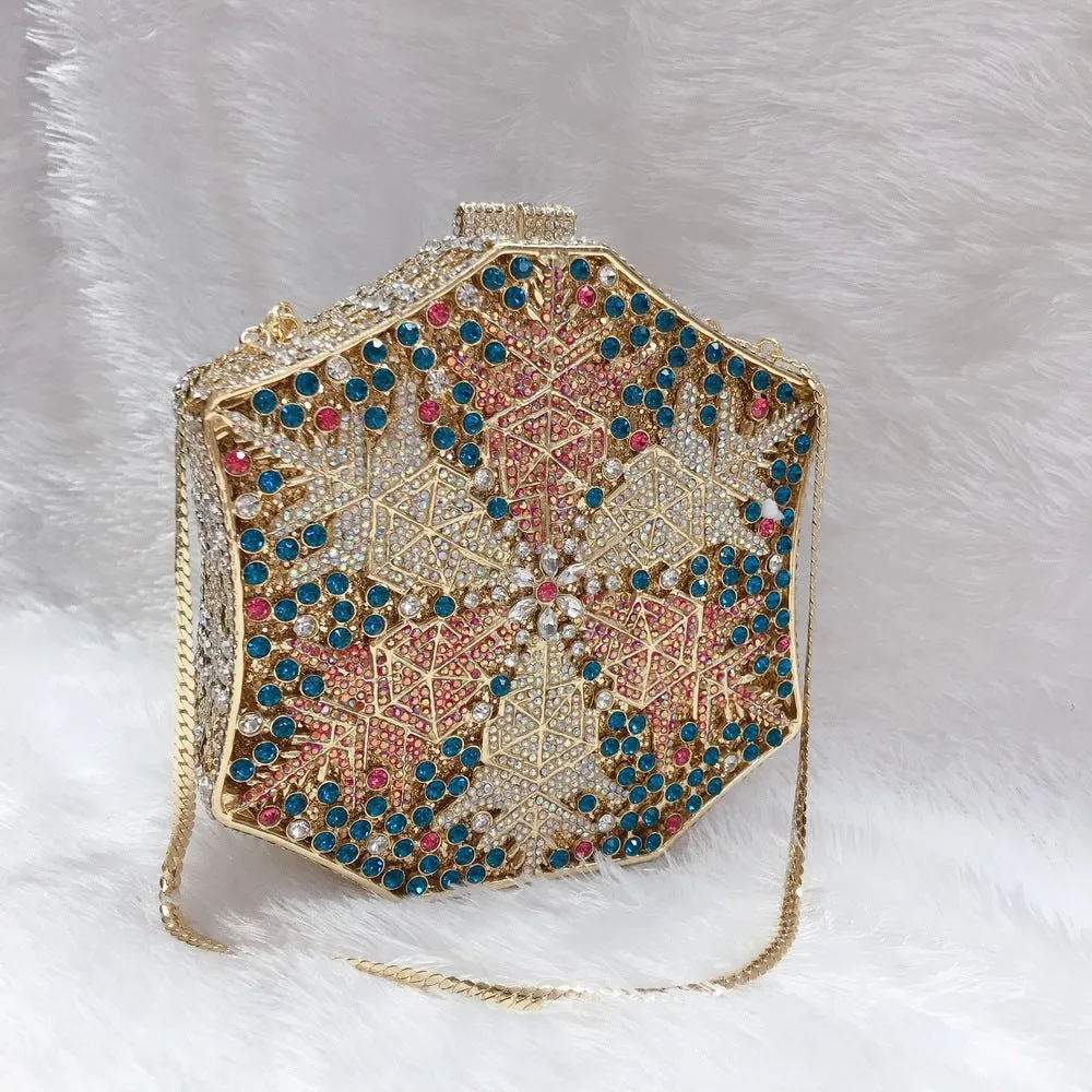 Luxy Moon Snowflake Rhinestone Clutch Handmade Unique Purse