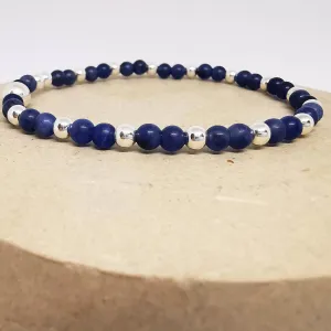 MADELYN Sodalite Beaded Bracelet in Sterling Silver