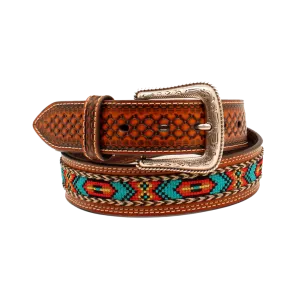 M&F Men's Multicolored Ribbon Inlay Belt