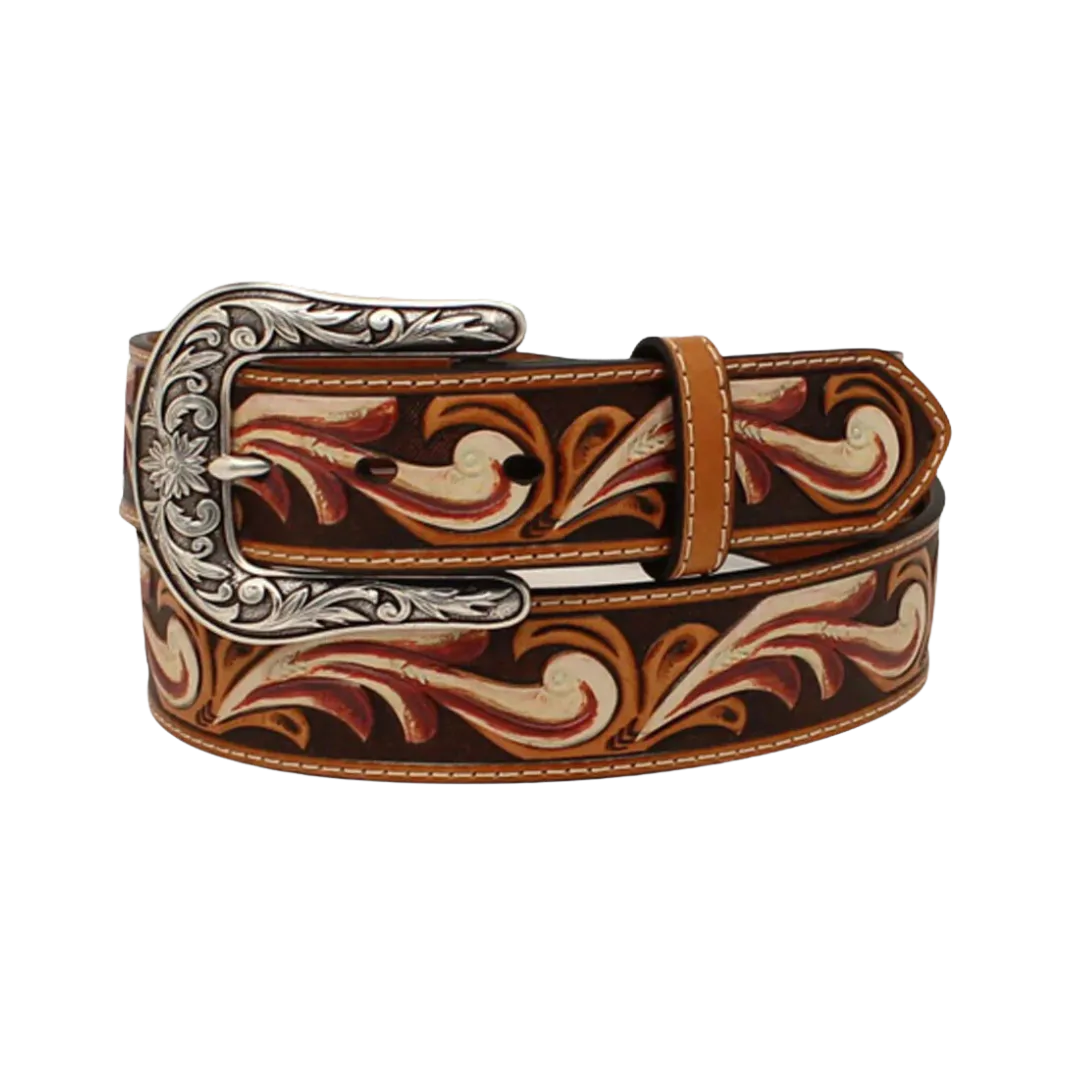 M&F Women's Ariat Floral Embossed Tan Belt