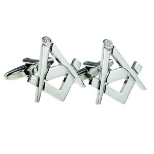 Masonic Cufflinks - Square & Compass Gilt Cufflinks - Silver