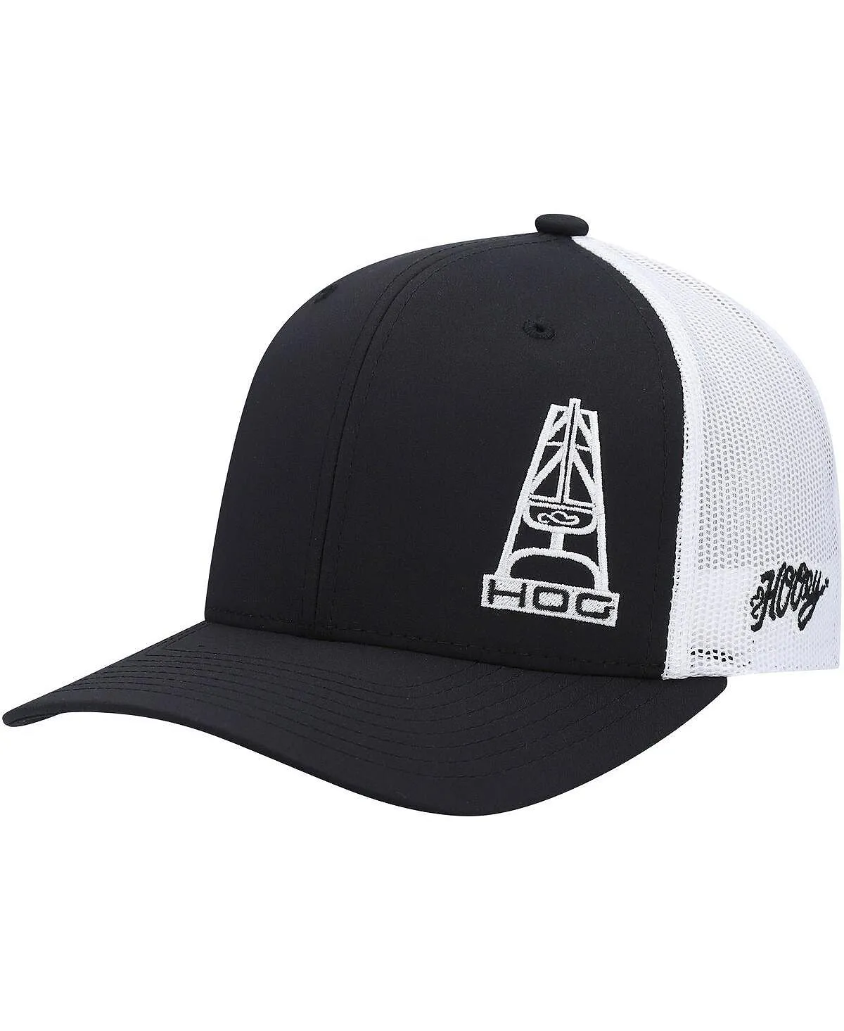 Men's Black and White Hog Trucker Snapback Hooey Cap