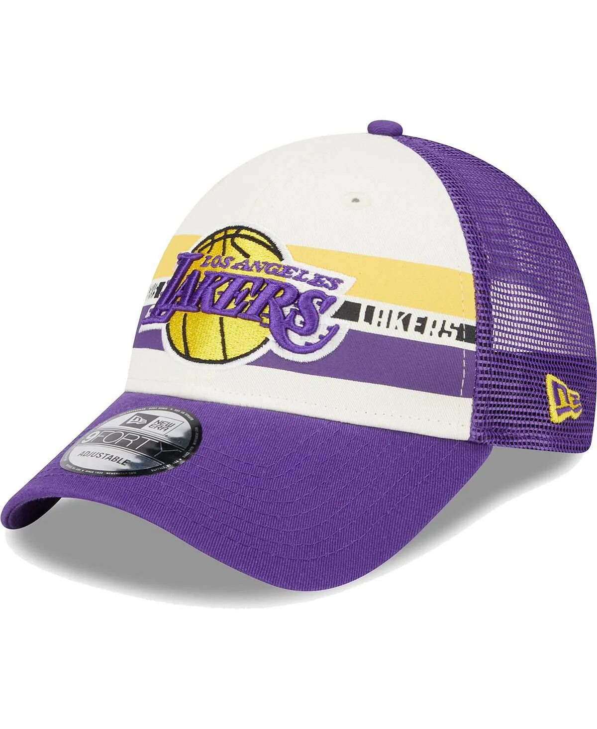 Men's Los Angeles Lakers Purple Stripes 9FORTY Trucker Snapback New Era Cap