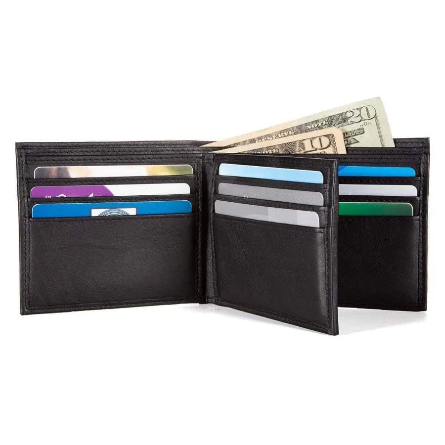 Mens RFID Wallet -  10 Slot Bifold Wallet with ID Window