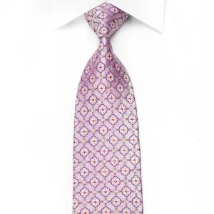 Mila Schon Men's Crystal Tie Cartouche On Mauve With Silver Sparkles