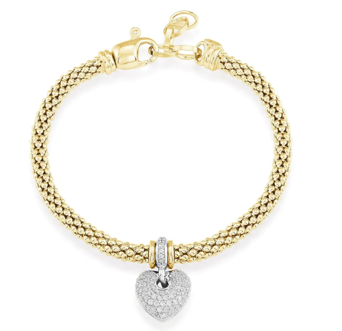 Miss Mimi Mesh Bracelet with Puffed Paved Heart