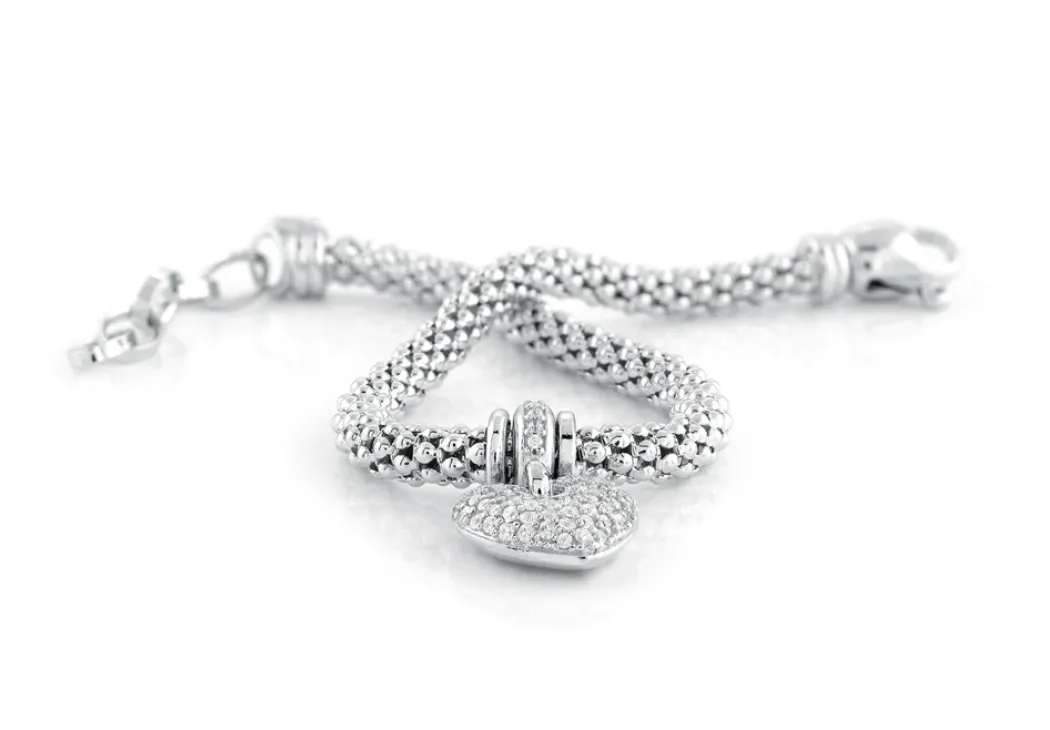 Miss Mimi Mesh Bracelet with Puffed Paved Heart