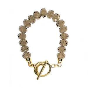 Nikki Lissoni Faceted Smokey Glass Crystal Gold Plated Beaded Bracelet